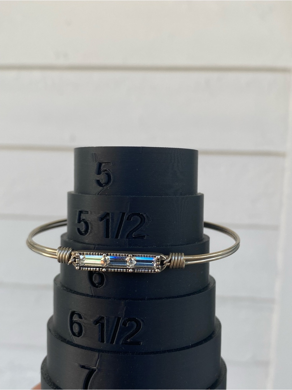 Luca + Danni Silver Baguette Crystal Bar Wire-Wrapped Bracelet Dainty Bangle